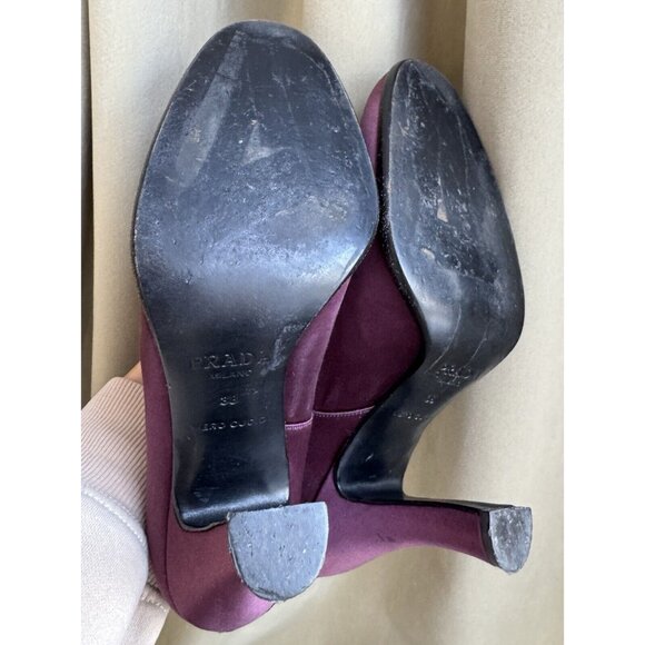Prada Mary Jane 38 Heels Purple Satin Silk Vintage 1994 - Picture 14 of 14